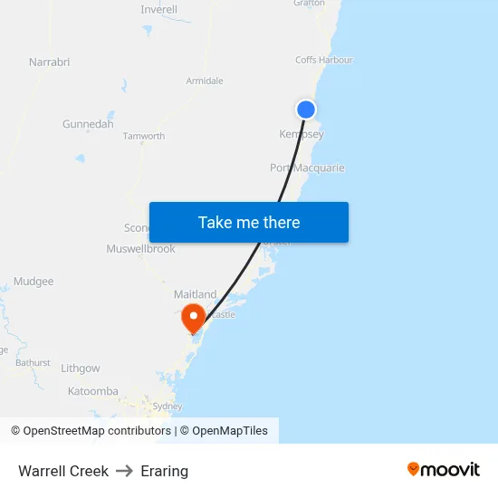 Warrell Creek to Eraring map