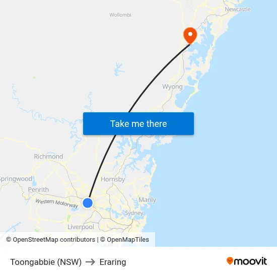 Toongabbie (NSW) to Eraring map