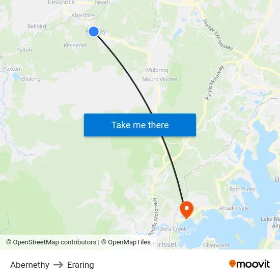 Abernethy to Eraring map