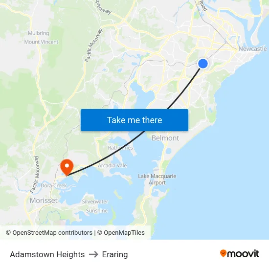 Adamstown Heights to Eraring map