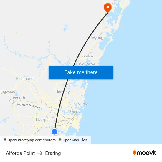 Alfords Point to Eraring map