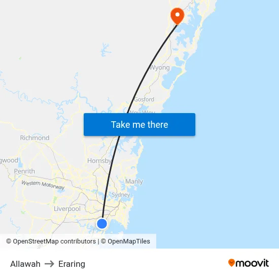 Allawah to Eraring map