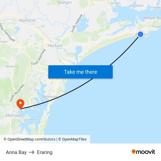 Anna Bay to Eraring map