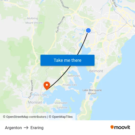 Argenton to Eraring map