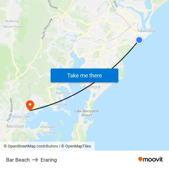 Bar Beach to Eraring map