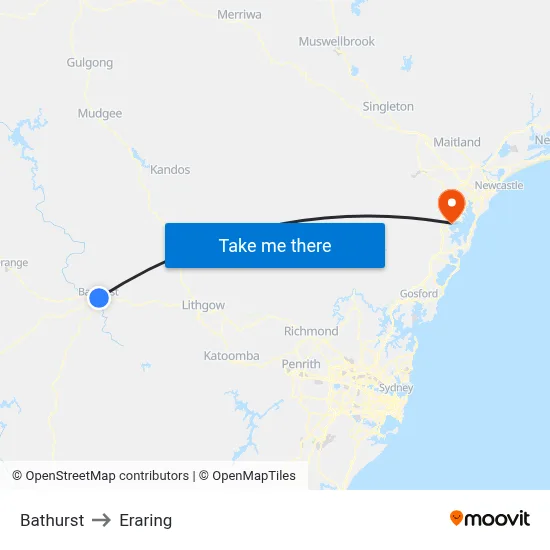Bathurst to Eraring map