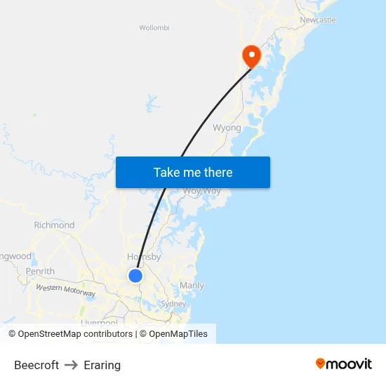 Beecroft to Eraring map