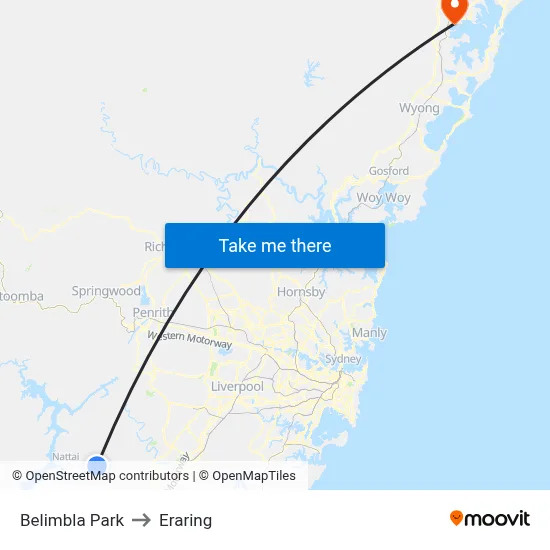 Belimbla Park to Eraring map