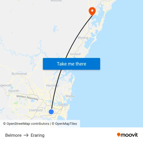 Belmore to Eraring map