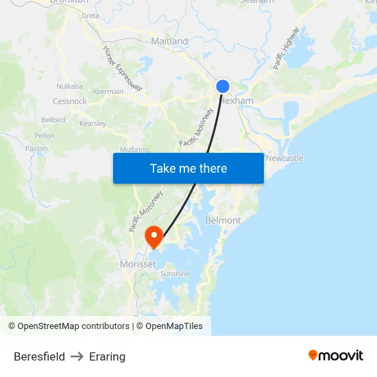 Beresfield to Eraring map