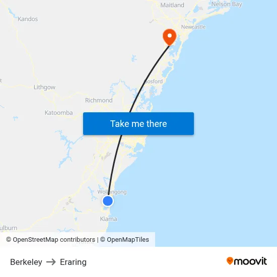 Berkeley to Eraring map