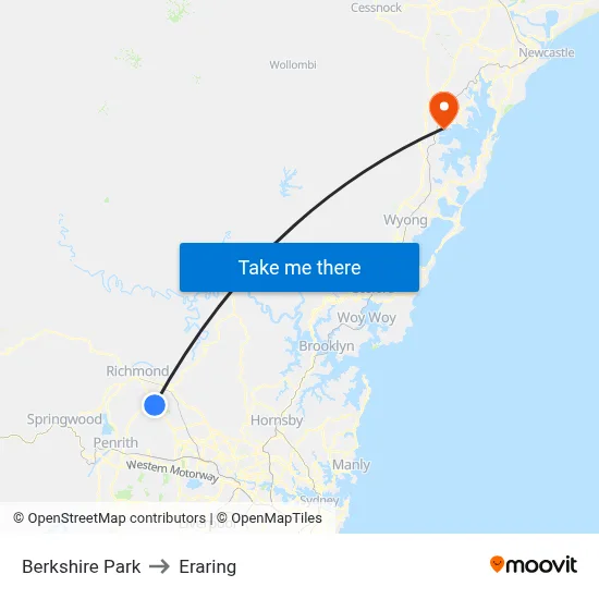 Berkshire Park to Eraring map