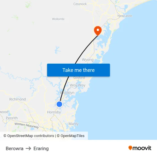 Berowra to Eraring map