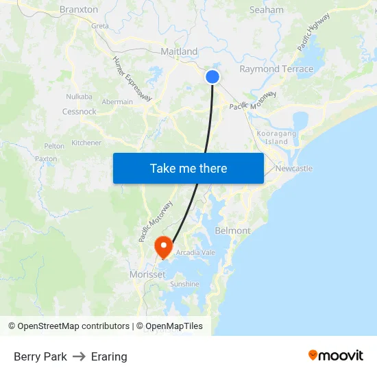 Berry Park to Eraring map