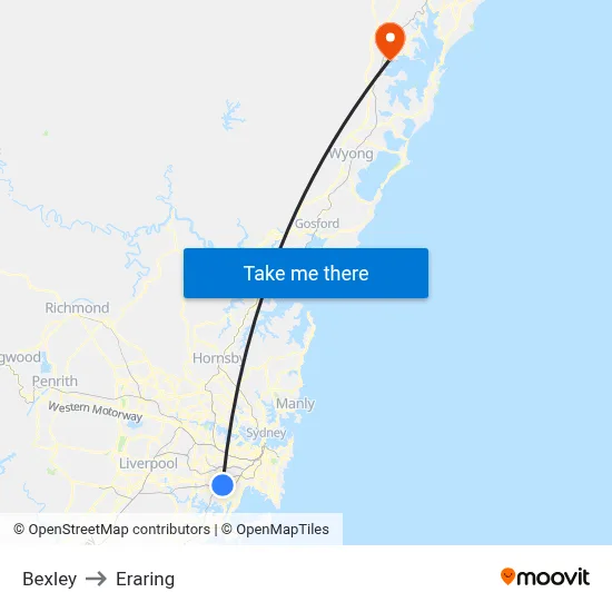 Bexley to Eraring map