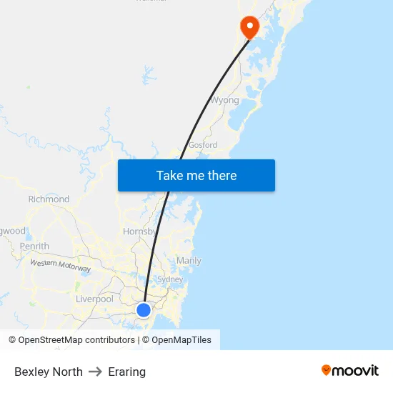 Bexley North to Eraring map