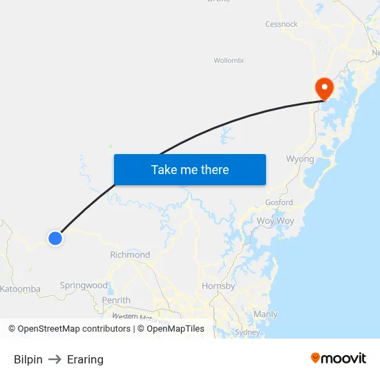 Bilpin to Eraring map