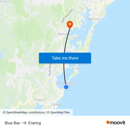 Blue Bay to Eraring map