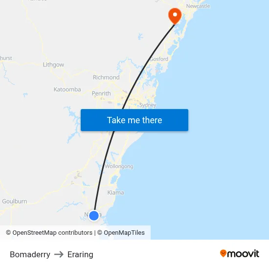 Bomaderry to Eraring map