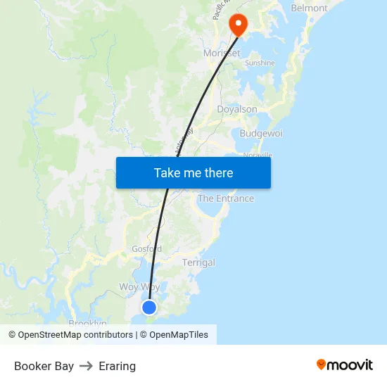 Booker Bay to Eraring map