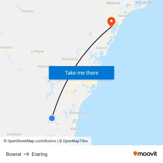 Bowral to Eraring map