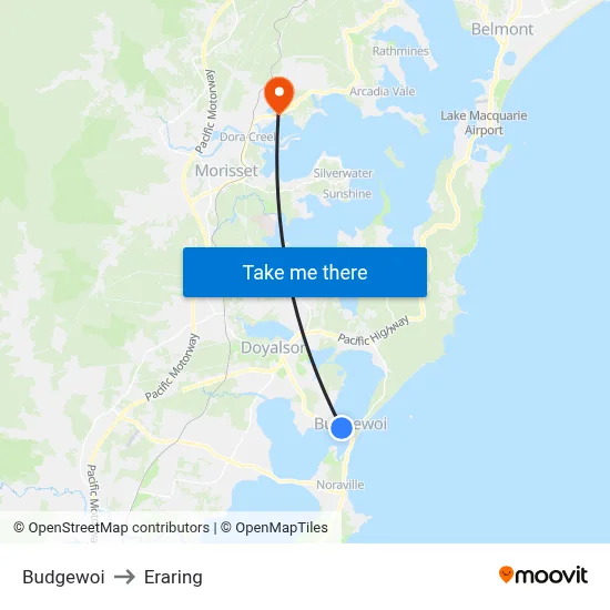 Budgewoi to Eraring map