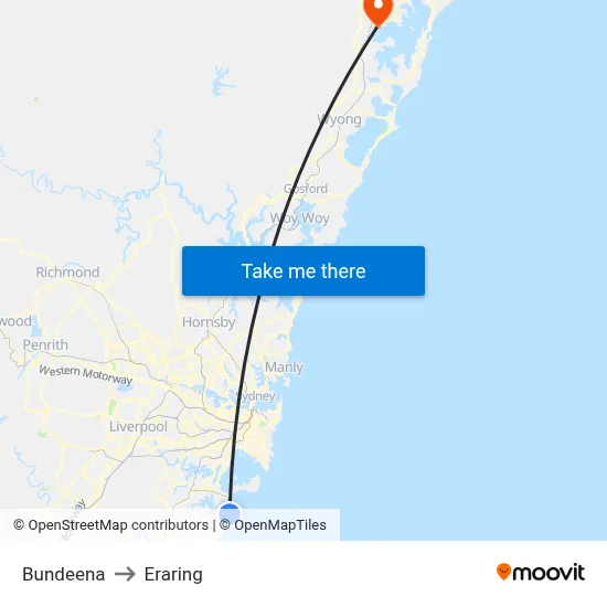 Bundeena to Eraring map