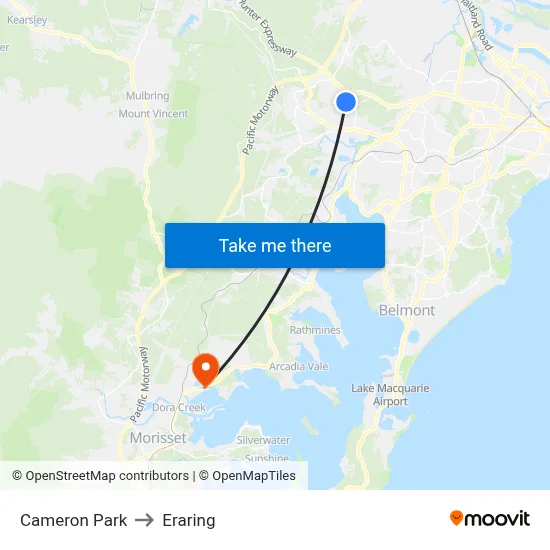 Cameron Park to Eraring map