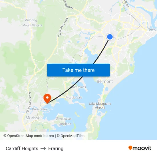 Cardiff Heights to Eraring map