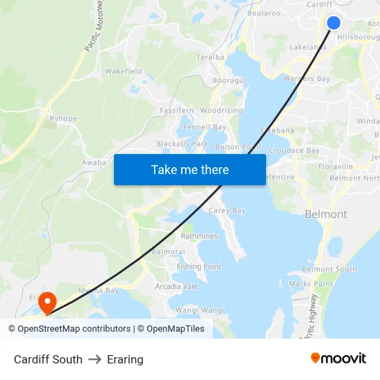 Cardiff South to Eraring map