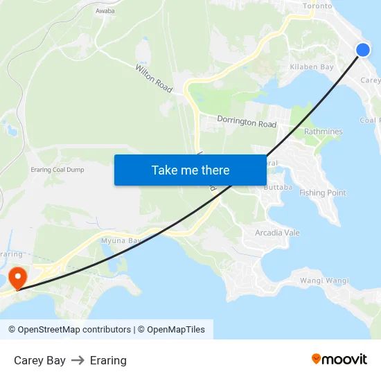 Carey Bay to Eraring map