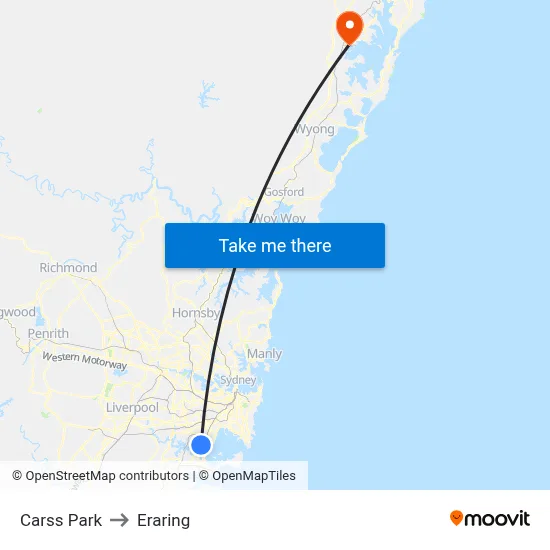 Carss Park to Eraring map