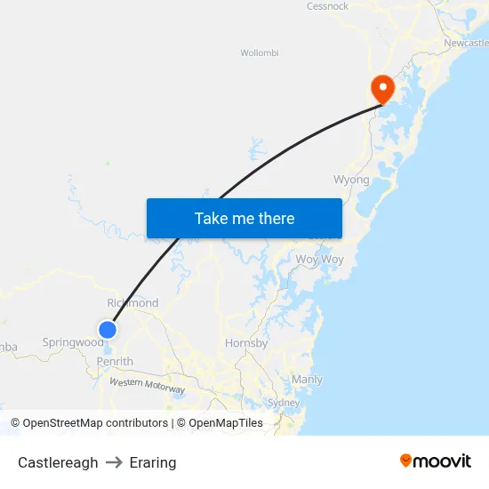 Castlereagh to Eraring map