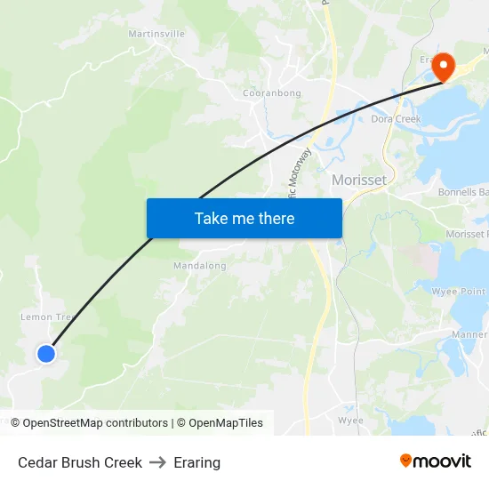 Cedar Brush Creek to Eraring map