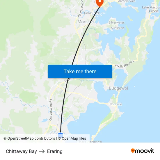 Chittaway Bay to Eraring map