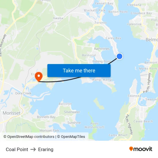Coal Point to Eraring map