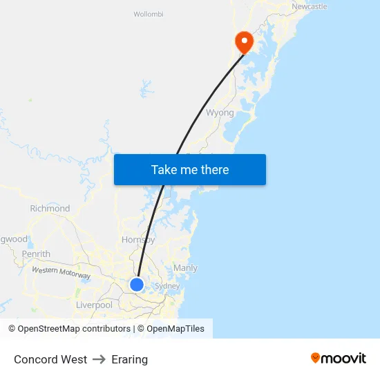 Concord West to Eraring map