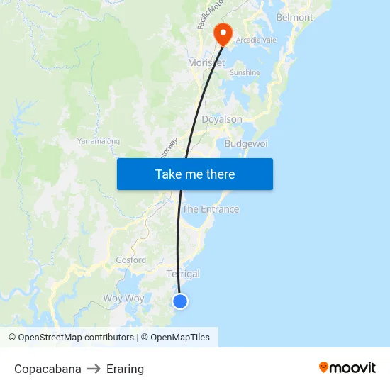 Copacabana to Eraring map