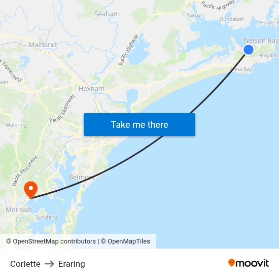 Corlette to Eraring map