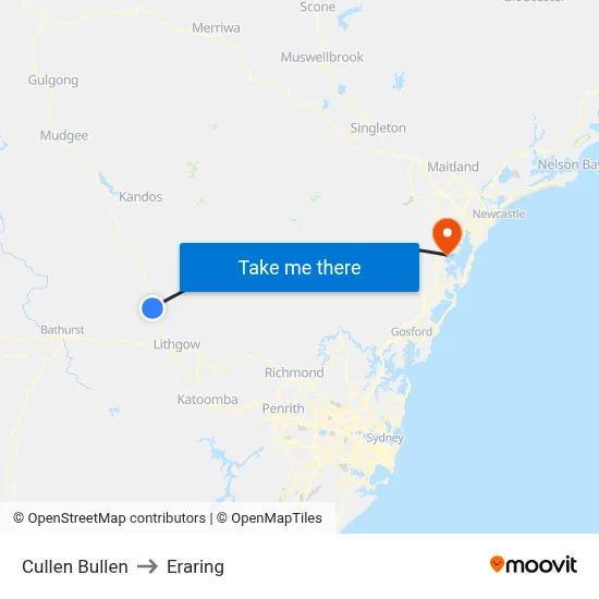 Cullen Bullen to Eraring map