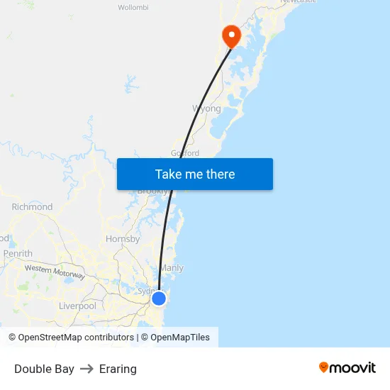 Double Bay to Eraring map