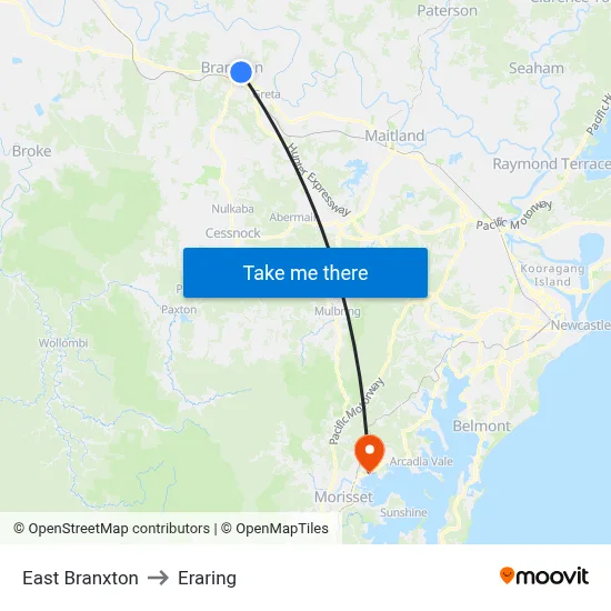 East Branxton to Eraring map