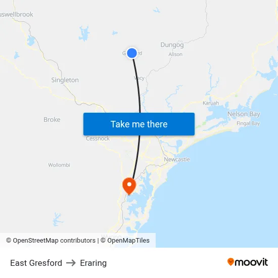 East Gresford to Eraring map