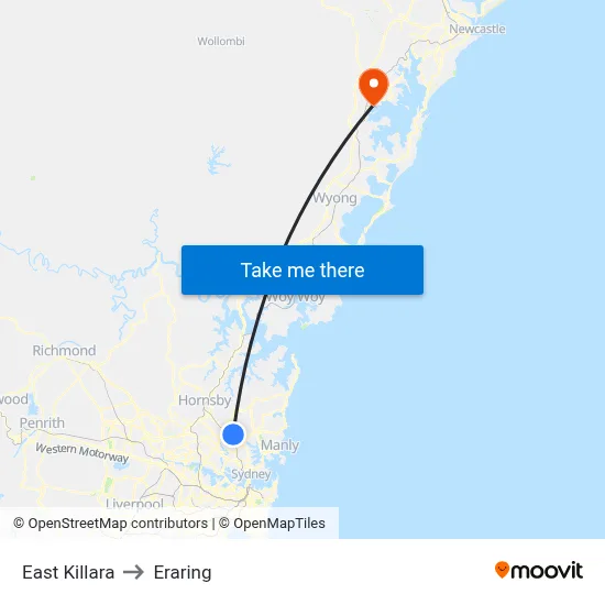 East Killara to Eraring map