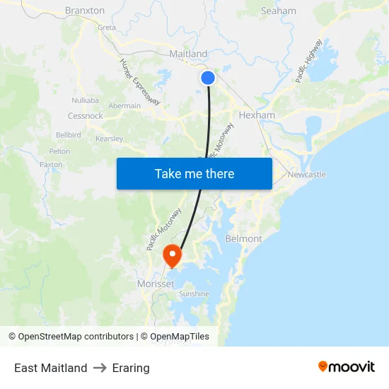 East Maitland to Eraring map