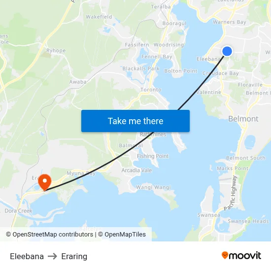 Eleebana to Eraring map