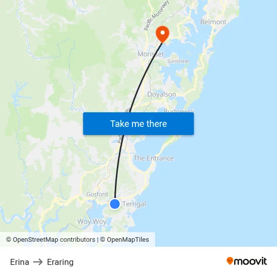 Erina to Eraring map