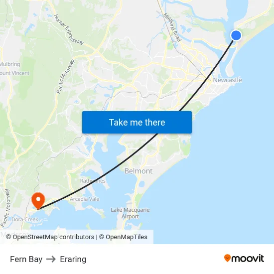 Fern Bay to Eraring map