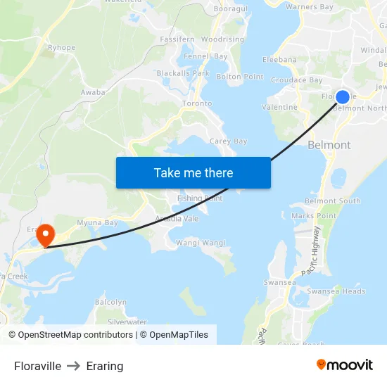 Floraville to Eraring map