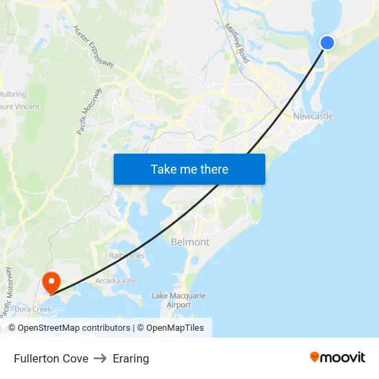Fullerton Cove to Eraring map